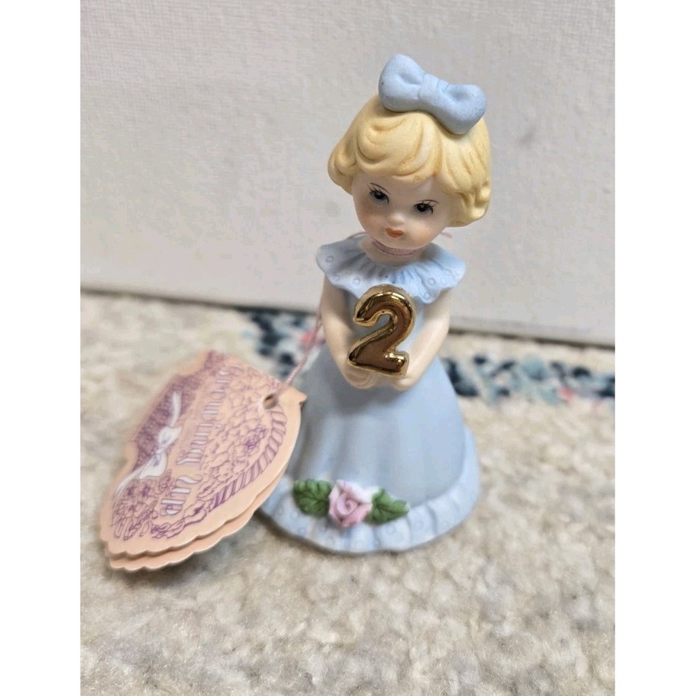 ENESCO Growing Up Birthday Girls Porcelain Figurine Age 2 Blonde Hair Tag‎ box